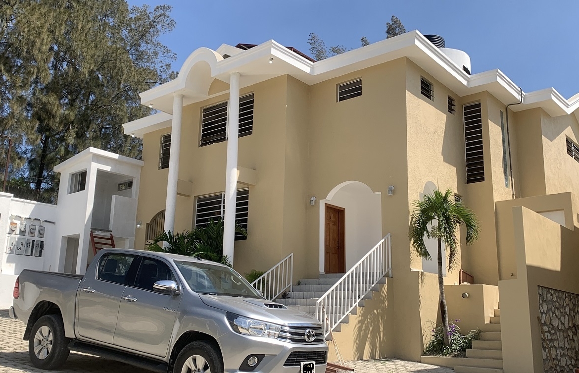 Brand-New, ALL-INCLUSIVE, Luxury Furnished TOWNHOUSES for RENT in Laboule 10, Petion-Ville, Haiti – 3 Spacious Bedrooms (Master with Whirlpool Jacuzzi Bathtub), 2.5 Modern Bathrooms, Elegant Living/Dining Rooms, Fresh Contemporary Furniture & Appliances, Stylish Kitchen, Private Partially Covered Backyard, Air Conditioner Units (A/C), Ceiling Fans, Glistening Swimming Pool, Workout Gym, High-Speed Internet, Satellite TV, Exclusive, Personal Robust Solar-Powered System, Backup Generator, Security Guards, Washer/Dryer, Move-in Ready