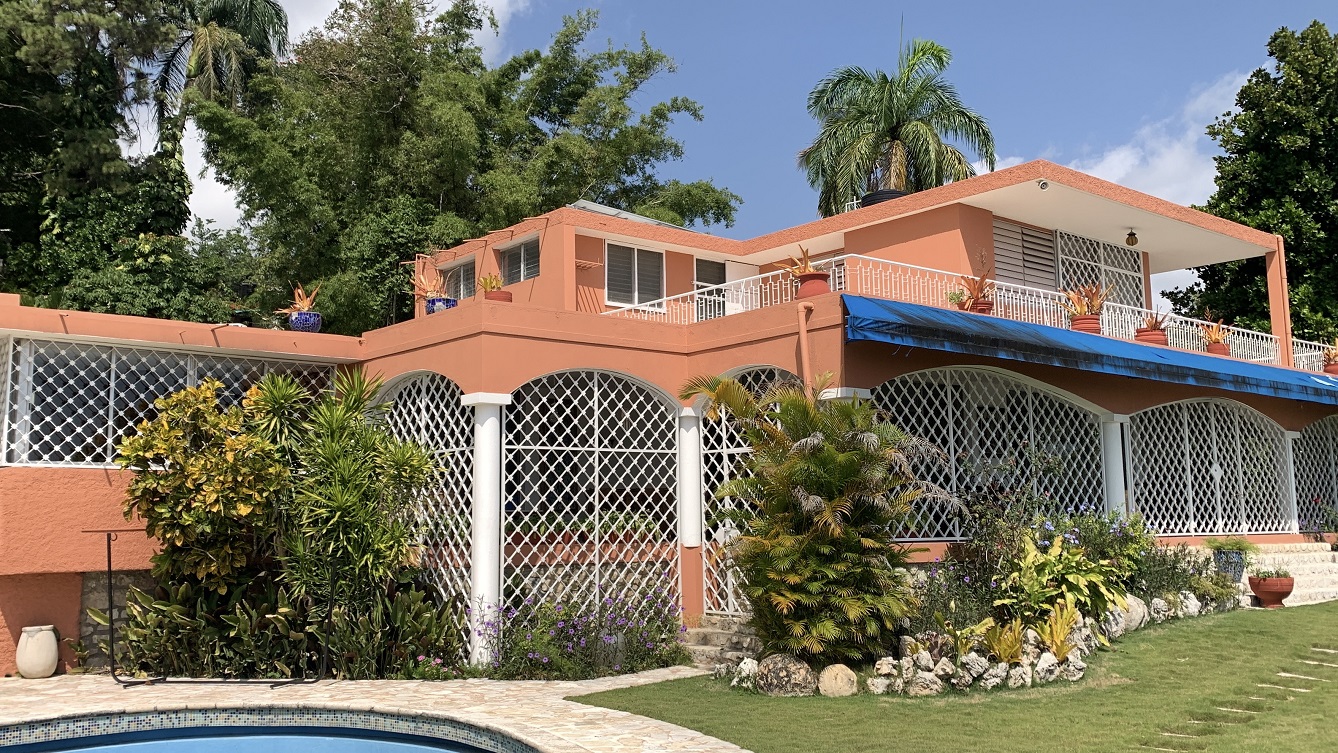 FURNISHED LUXURY MOUNTAIN ESTATE for RENT, Montagne Noire (Lower – Near Spain’s Embassy), Petion-Ville, Haiti – 4 Spacious Bedrooms, 5 Bathrooms, Office Space, Expensive Modern Antique Furniture, Modern Appliances, 24/7 Robust Solar-Powered Electricity, Backup Generator, Security Guards on Rotation, WiFi/Internet, Servant Quarter, Big Yards with Flowers, Lush Greenery & Manicured Grass, Gleaming Swimming Pool, Parking for 5+ Cars