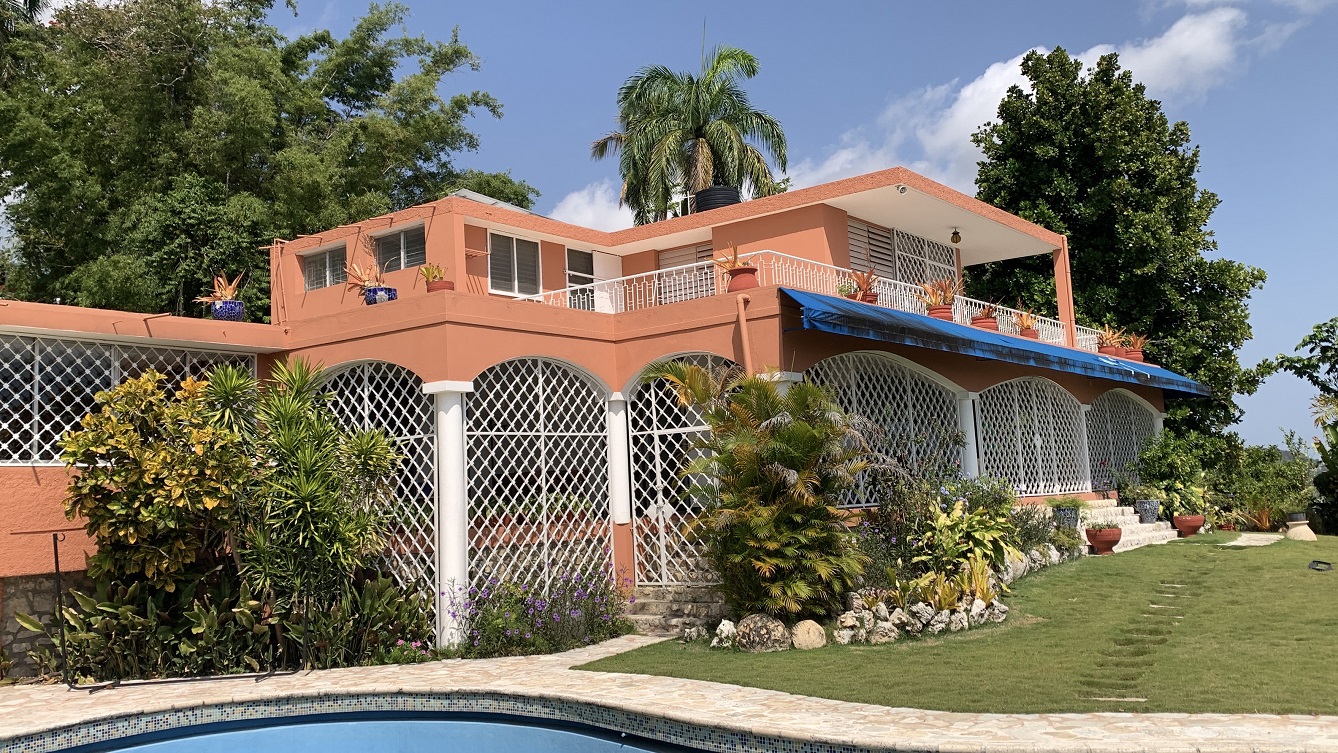 FURNISHED LUXURY MOUNTAIN ESTATE for RENT, Montagne Noire (Lower – Near Spain’s Embassy), Petion-Ville, Haiti – 4 Spacious Bedrooms, 5 Bathrooms, Office Space, Expensive Modern Antique Furniture, Modern Appliances, 24/7 Robust Solar-Powered Electricity, Backup Generator, Security Guards on Rotation, WiFi/Internet, Servant Quarter, Big Yards with Flowers, Lush Greenery & Manicured Grass, Gleaming Swimming Pool, Parking for 5+ Cars