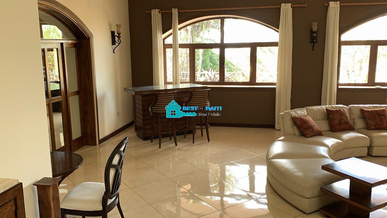 Luxury Fully Furnished Mansion for Rent in the Montana Hotel area of Petion-Ville, Haiti – 5 Spacious Bedrooms, 6 Bathrooms, Sparkling Swimming Pool, Jacuzzi, Whirlpool Jacuzzi Tubs, Air-Conditioner Units (A/C), Ceiling Fans, Washer/Dryer, Breathtaking Views, Strong Solar-Powered Electricity System, Bulletproof Doors/Windowns, Parking for 10 Cars, Servant Quarter, Round-the-Clock Armed Security Guards, Elicopter Landing Pad & More…