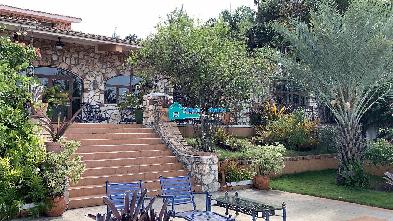 Luxury Fully Furnished Mansion for Rent in the Montana Hotel area of Petion-Ville, Haiti – 5 Spacious Bedrooms, 6 Bathrooms, Sparkling Swimming Pool, Jacuzzi, Whirlpool Jacuzzi Tubs, Air-Conditioner Units (A/C), Ceiling Fans, Washer/Dryer, Breathtaking Views, Strong Solar-Powered Electricity System, Bulletproof Doors/Windowns, Parking for 10 Cars, Servant Quarter, Round-the-Clock Armed Security Guards, Elicopter Landing Pad & More…