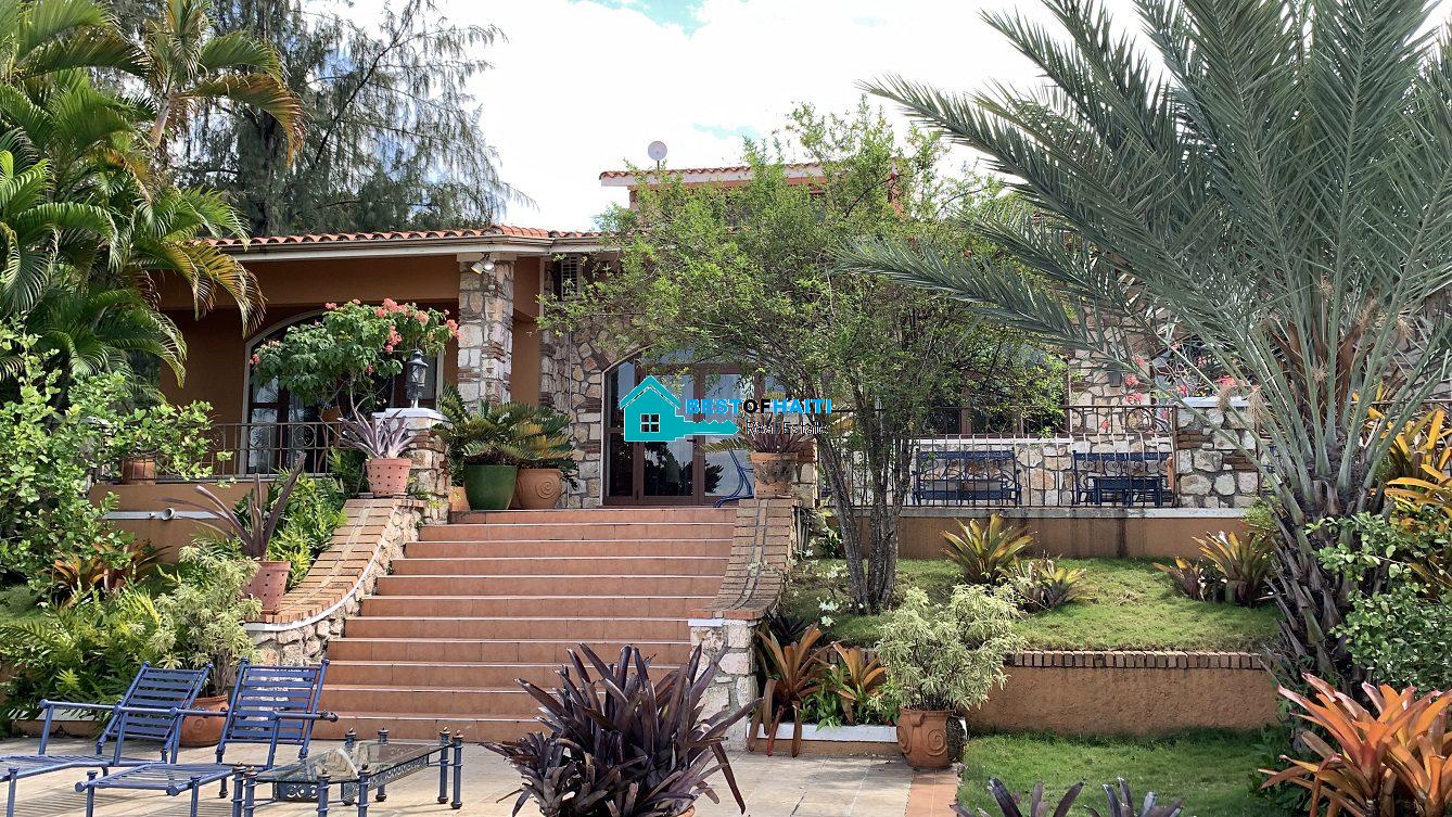 Luxury Fully Furnished Mansion for Rent in the Montana Hotel area of Petion-Ville, Haiti – 5 Spacious Bedrooms, 6 Bathrooms, Sparkling Swimming Pool, Jacuzzi, Whirlpool Jacuzzi Tubs, Air-Conditioner Units (A/C), Ceiling Fans, Washer/Dryer, Breathtaking Views, Strong Solar-Powered Electricity System, Bulletproof Doors/Windowns, Parking for 10 Cars, Servant Quarter, Round-the-Clock Armed Security Guards, Elicopter Landing Pad & More…