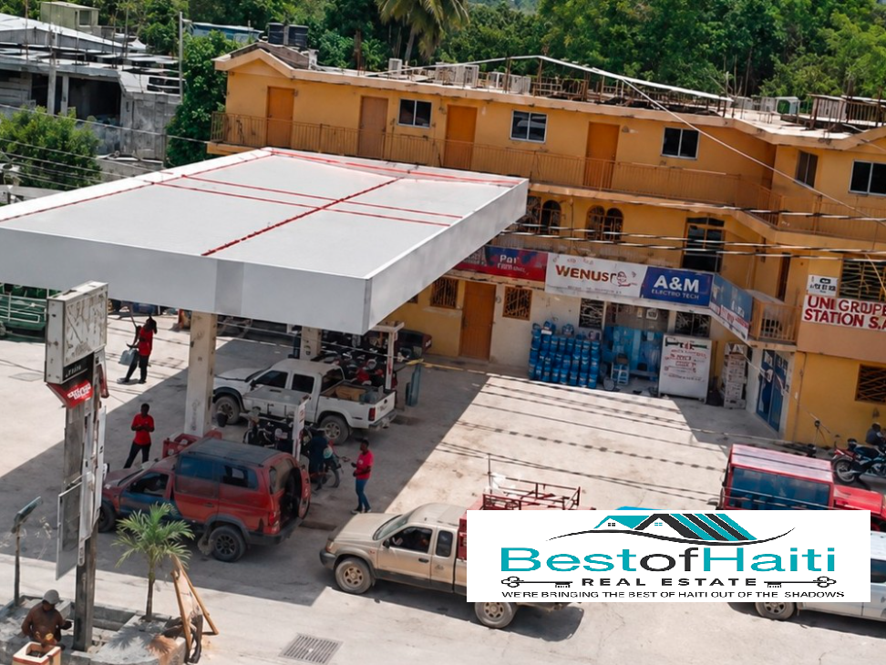 Profitable, Fully Operational Gas Station for Sale in Fleuriot, Tabarre, Haiti – Modern Fuel Canopy, Easy Access, 3 Underground Fuel Storage Tanks, 16,000 Gallons Gasoline Capacity, 5,000 Gallons of Diesel Fuel, Additional Revenue-Generating Rental Spaces, Offices, Grocery Store, and More – Built in 2023 on 1,400 m² (15,069 ft², or 11 centiemes) of Land