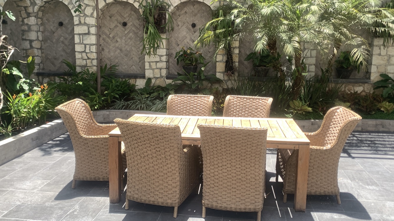 Lavish Furnished Paraseismic Mansion for Sale in Juvenat (Karibe Hotel Green Zone), Port-au-Prince, Haiti – 4 Spacious Bedrooms with Modern High-end Furniture & Appliances, Large Circular Living/Dining Rooms, 3 1/2 Stylish Bathrooms, Gourmet Kitchen, Panoramic Living/Dining Rooms, Gleaming Swimming Pool with Attached Jacuzzi, Multiple Seating Areas, Exclusive/Private Neighborhood, Robust 24/7 Solar-Powered Electricity System, Servant/Security Quarter