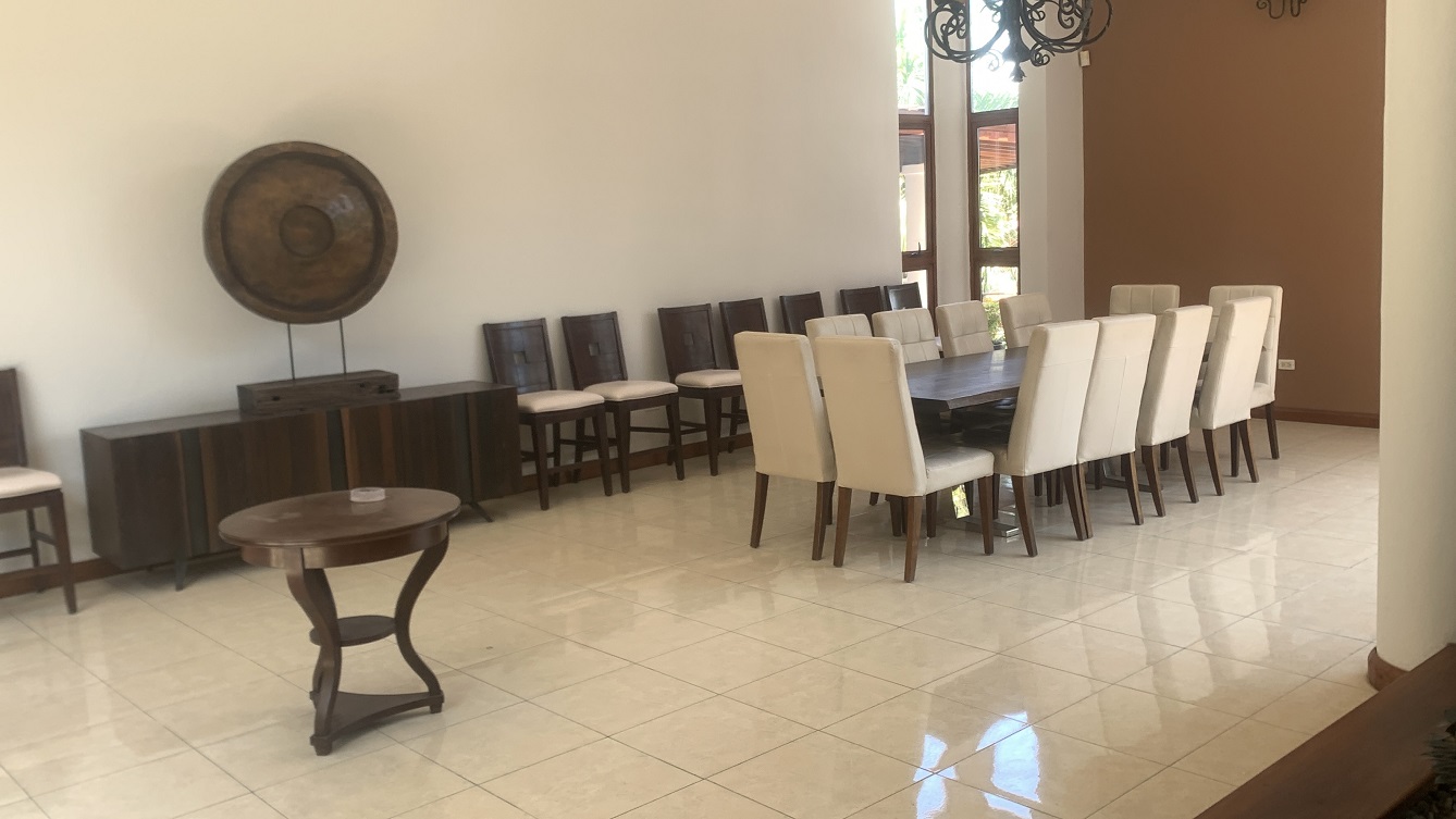 Lavish Furnished Paraseismic Mansion for Sale in Juvenat (Karibe Hotel Green Zone), Port-au-Prince, Haiti – 4 Spacious Bedrooms with Modern High-end Furniture & Appliances, Large Circular Living/Dining Rooms, 3 1/2 Stylish Bathrooms, Gourmet Kitchen, Panoramic Living/Dining Rooms, Gleaming Swimming Pool with Attached Jacuzzi, Multiple Seating Areas, Exclusive/Private Neighborhood, Robust 24/7 Solar-Powered Electricity System, Servant/Security Quarter